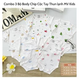 Body Chip Cộc Tay MV Kids Vải Petit Thun Lạnh Cho Bé Sơ Sinh – Body Cài Cúc Mềm Mại, Thoáng Mát 1