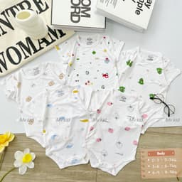 Body Chip Cộc Tay MV Kids Vải Petit Thun Lạnh Cho Bé Sơ Sinh – Body Cài Cúc Mềm Mại, Thoáng Mát 2