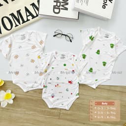 Body Chip Cộc Tay MV Kids Vải Petit Thun Lạnh Cho Bé Sơ Sinh – Body Cài Cúc Mềm Mại, Thoáng Mát 5