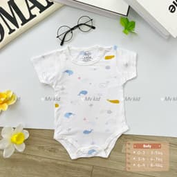 Body Chip Cộc Tay MV Kids Vải Petit Thun Lạnh Cho Bé Sơ Sinh – Body Cài Cúc Mềm Mại, Thoáng Mát 6