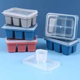 Khay đá 6 ô Nhựa Có Nắp đậy - Khuôn Nhựa Làm Đá, Làm Thạch Rau Câu 6 Ô 1