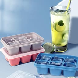 Khay đá 6 ô Nhựa Có Nắp đậy - Khuôn Nhựa Làm Đá, Làm Thạch Rau Câu 6 Ô 2