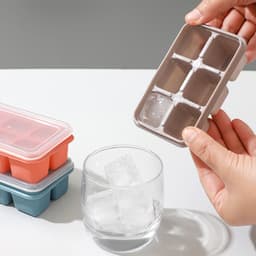 Khay đá 6 ô Nhựa Có Nắp đậy - Khuôn Nhựa Làm Đá, Làm Thạch Rau Câu 6 Ô 3