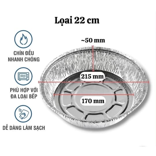 Set 20 Khay Giấy Bạc Lót Nồi Chiên Tròn 22CM và Set 250 Chén Giấy Bạc Nướng Bánh, Tart Trứng Siêu Tiện Lợi