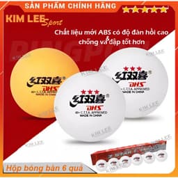 Bóng bàn DHS 3 sao - Hộp 6 quả - Hộp 3 quả Trắng, Vàng 5