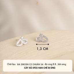 Bông Tai Nữ NHÀ CÚ Hoa Tulip Bướm Nơ Cây Xỏ Bạc 925 Màu Bạc Nữ Tính 17751 4