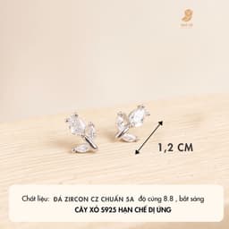 Bông Tai Nữ NHÀ CÚ Hoa Tulip Bướm Nơ Cây Xỏ Bạc 925 Màu Bạc Nữ Tính 17751 5