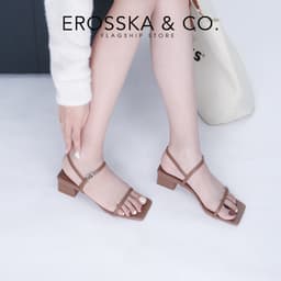 Erosska - Giày sandal cao gót nữ hở mũi quai mảnh gót vuông màu nâu cao 4cm - EM079 2