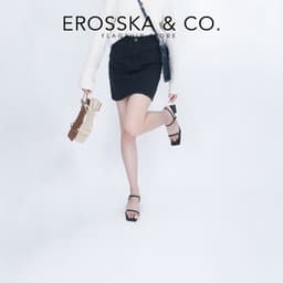 Erosska - Giày sandal cao gót nữ hở mũi quai mảnh gót vuông màu nâu cao 4cm - EM079 4