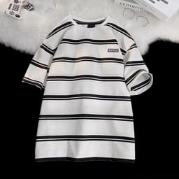 Áo Thun Nam Nữ  From Rộng Kẻ Sọc Ngang Áo Phông Unisex Chất Vải Poly Cotton Co Giãn 4 Chiều 3