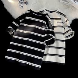 Áo Thun Nam Nữ  From Rộng Kẻ Sọc Ngang Áo Phông Unisex Chất Vải Poly Cotton Co Giãn 4 Chiều 2
