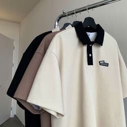Áo Polo nam nữ oversize tay lỡ form rộng APT Unisex  in chữ JONG HINMAN vải cotton tổ ong cao cấp 3