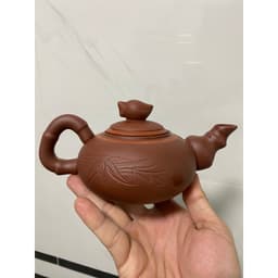 Bộ ấm chén Bát Tràng tử sa, Bộ ấm chén uống trà Bát Tràng Tặng kèm khay trà giả gỗ cực đẹp_M48 6