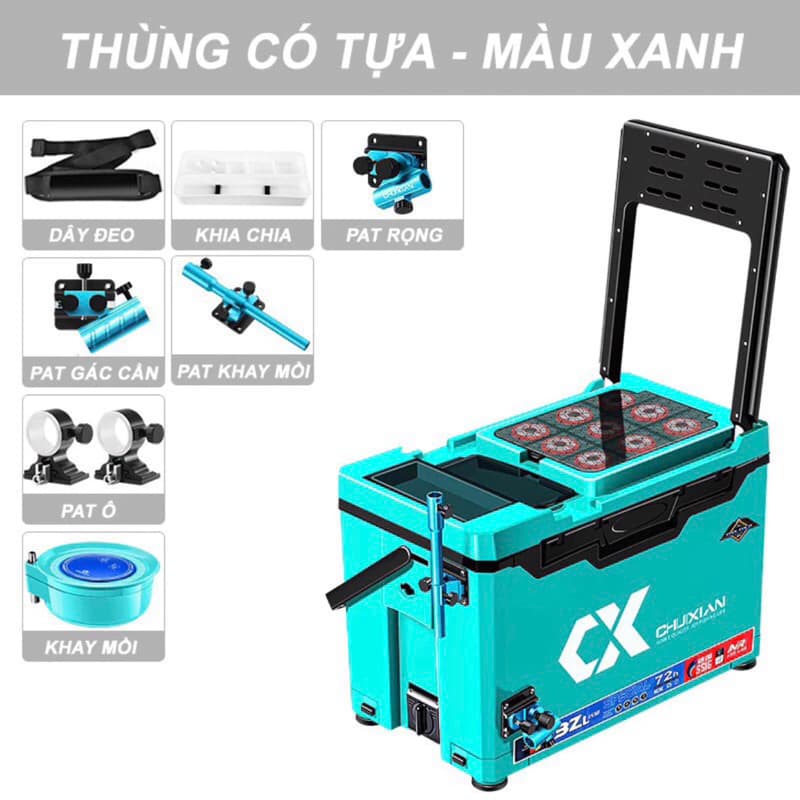 [MIỄN SHIP]Thùng Câu Đài Chixuan 32L Mẫu Mới 2023 Gồm Đầy Đủ Phụ Kiện Cao Cấp