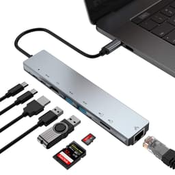 Hub Type c 8 in 1, cổng chuyển đổi Type-c sang HDMI,USB 3.0,SD,TF,RJ45,PD Type-C cho laptop,macbook 1