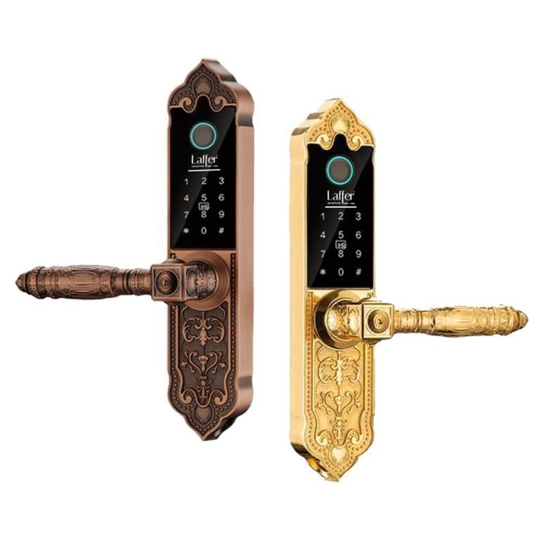 Khóa điện tử Laffer WB0 cổ điển sảnh đồng thông minh cho cửa gỗ biệt thự cao cấp TTLOCK màu vàng màu đồng