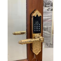 Khóa điện tử Laffer WB0 cổ điển sảnh đồng thông minh cho cửa gỗ biệt thự cao cấp TTLOCK màu vàng màu đồng 2