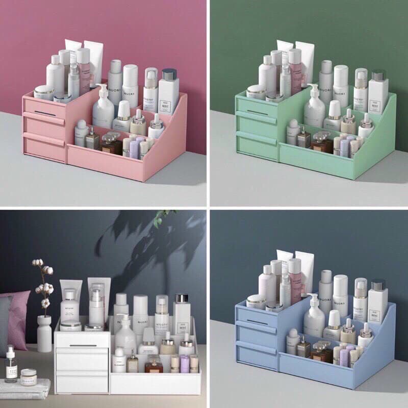 #Kệ đựng Mỹ Phẩm 3 tầng 2 ngăn kéo, hộp đựng đồ trang điểm, makeup bằng nhựa cao cấp