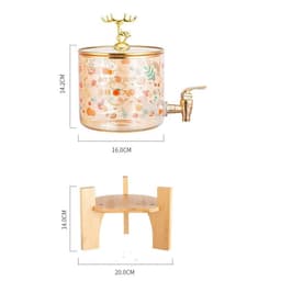 Bình Nước Thuỷ Tinh Có Vòi Kèm Kệ Gỗ Họa Tiết Đáng Yêu Dung Tích 2,5L Và 3,5L M55 2