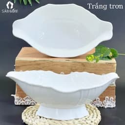 Bát thuyền đựng gà cúng nguyên con, hoa quả nhựa pcc trắng dày cao cấp 1