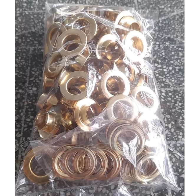 Khoen ore mắt cáo 10mm 12mm Chân cao 6mm Bằng sắt Màu Vàng Khuy bạt oze đóng bạt (Mặt phẳng) Có long đền