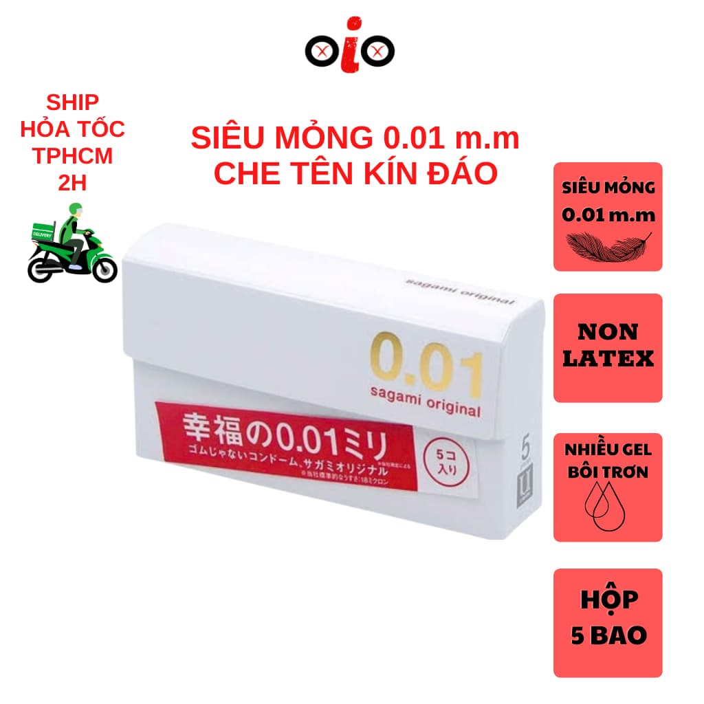 Bao cao su siêu mỏng 001 Sagami Original Non Latex hộp 5 chiếc