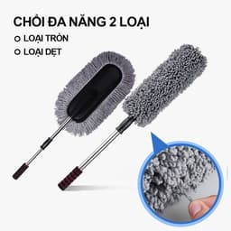 Chổi lau quét bụi ô tô, xe máy, cây chổi tròn - dẹt cán dài quét dọn vệ sinh nội thất xe hơi,xe tải,bàn ghế sofa cao cấp 2
