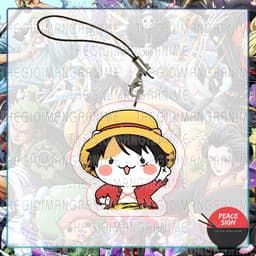 (mua 1 tặng 1) Móc dây treo điện thoại ONE PIECE ver MẶT MÈO in hình Đảo hải tặc anime chibi mica móc khoá 5