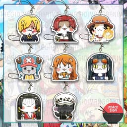 (mua 1 tặng 1) Móc dây treo điện thoại ONE PIECE ver MẶT MÈO in hình Đảo hải tặc anime chibi mica móc khoá 1
