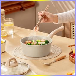 Quánh Bột Nhật Vân Đá Size 18cm Đáy Từ Dày Dặn, Nắp Kính Cường Lực, Chiên Xào Rán Đa Năng Tiện Lợi 4