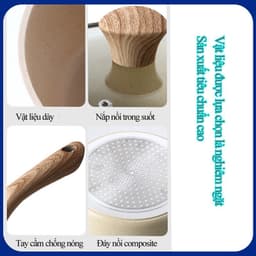 Quánh Bột Nhật Vân Đá Size 18cm Đáy Từ Dày Dặn, Nắp Kính Cường Lực, Chiên Xào Rán Đa Năng Tiện Lợi 9