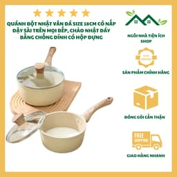 Quánh Bột Nhật Vân Đá Size 18cm Đáy Từ Dày Dặn, Nắp Kính Cường Lực, Chiên Xào Rán Đa Năng Tiện Lợi 1