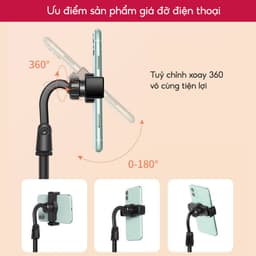 Giá Đỡ Điện Thoại Livestream Xem Phim Video JYoohome Đế Nặng, Đầu Xoay 360 Kẹp Điện Thoại Quay Phim 4