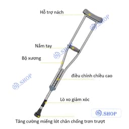 Nạng Chống Nách Inox | Cao Cấp - Chắc Chắn - Tăng Giảm Chiều Cao Có tác dụng giảm sốc 6