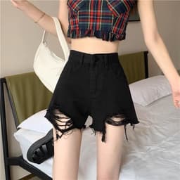 Quần Short Jeans Nữ Rách Lai Tua Phom A Rộng Chất Jean Cotton Mềm Mịn Dễ Mix Đồ 9