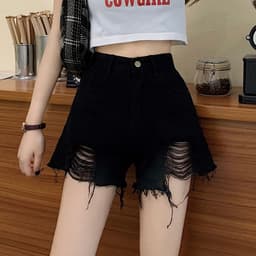 Quần Short Jeans Nữ Rách Lai Tua Phom A Rộng Chất Jean Cotton Mềm Mịn Dễ Mix Đồ 8