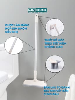 Cây quét sàn nhà tắm PTLUXURY đa năng 2 trong 1 chổi cọ nhà vệ sinh và gạt nước chổi gạt nước cán dài 125 cm 8