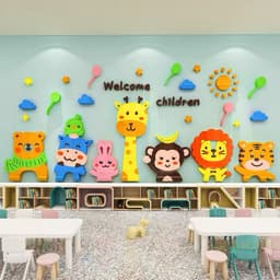 Tranh dán tường mica dán nổi welcome children trang trí lớp học, trường mầm non, trung tâm tiếng anh,khu vui chơi cho bé 2