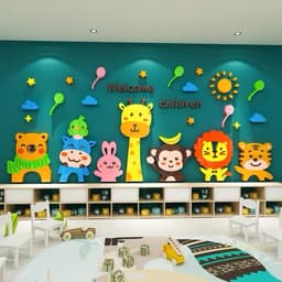 Tranh dán tường mica dán nổi welcome children trang trí lớp học, trường mầm non, trung tâm tiếng anh,khu vui chơi cho bé 3