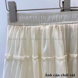 𝑨𝒏𝒏 𝑺𝒕𝒖𝒅𝒊𝒐 /Chân Váy Midi Nữ Dáng Dài Xòe Chất Voan Tơ 5 Tầng Viền Bèo Cạp Chun 2 Lớp Bồng Bềnh Siêu Tôn Dáng 4