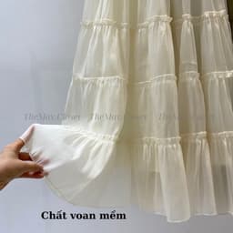 𝑨𝒏𝒏 𝑺𝒕𝒖𝒅𝒊𝒐 /Chân Váy Midi Nữ Dáng Dài Xòe Chất Voan Tơ 5 Tầng Viền Bèo Cạp Chun 2 Lớp Bồng Bềnh Siêu Tôn Dáng 6