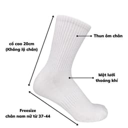 Sét 10 đôi Tất  trắng đen nam nữ cổ cao cổ trung cổ ngắn chất liệu cotton 8