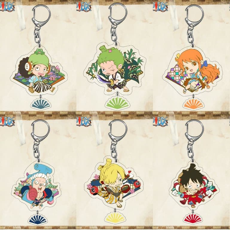 (mua 1 tặng 1) Móc khóa ONE PIECE ver TREO QUẠT Đảo hải tặc mica trong acrylic in hình anime chibi quà tặng độc đáo