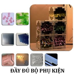 🔥(TÚI + THIỆP) Hộp đèn ngủ hoa TULIP HÌNH VUÔNG tặng người yêu 20/10 , Hoa Tulip 12cm TẶNG sinh nhật, Đèn HANDmade 5
