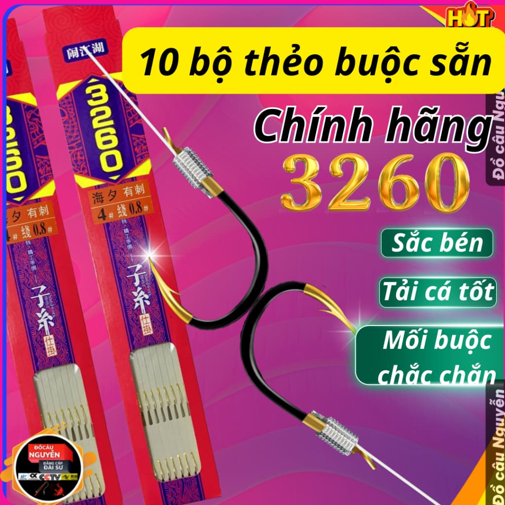 10 bộ thẻo câu cá buộc sẵn có ngạnh 3260 , thẻo câu đài buộc sẵn 3260 chuyên rô riếc chép