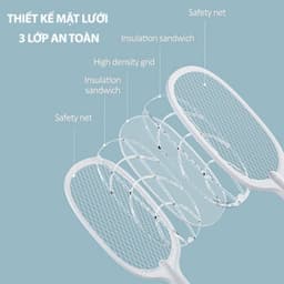 Vợt muỗi kiêm đèn bắt muỗi tự động 2in1 pin 1200mAh tích hợp đèn led ánh sáng xanh có đế cắm sạc cao cấp - DidoogltHCM 3