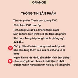 Tranh dán tường 3d decor phòng ngủ, phòng khách, đầu giường, Orange dán cả tấm 2