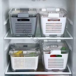 Hộp Nhựa Đựng Thực Phẩm 2 Lớp Để Tủ Lạnh Có Lỗ Thoát Nước Khóa Thoát Khí Dễ Dàng Bảo Quản Rau Củ 6