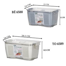 Hộp Nhựa Đựng Thực Phẩm 2 Lớp Để Tủ Lạnh Có Lỗ Thoát Nước Khóa Thoát Khí Dễ Dàng Bảo Quản Rau Củ 2