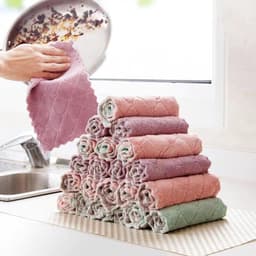 Set 10 Khăn Lau Chén (Rẻ) và Cuộn 25 Khăn Lau Đa Năng Tái Sử Dụng Than Tre 3